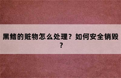 黑鳍的赃物怎么处理？如何安全销毁？