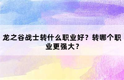 龙之谷战士转什么职业好？转哪个职业更强大？