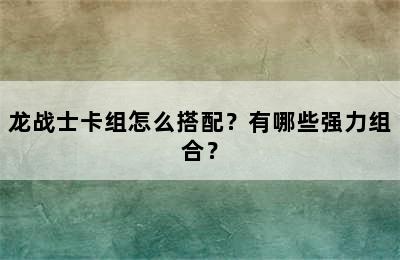 龙战士卡组怎么搭配？有哪些强力组合？