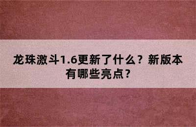 龙珠激斗1.6更新了什么？新版本有哪些亮点？